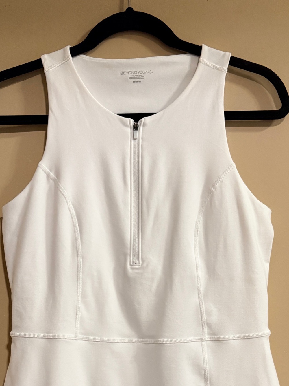 Beyond Yoga Move Up White Zip-Front Athletic Mini Dress Built in Shorts Medium - Picture 4 of 12